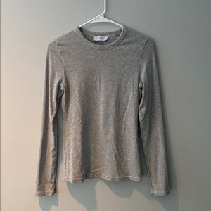 All Things Golden Luxe Rib Long Sleeve Top - Mid Grey - Size XL (Fits like M/L)